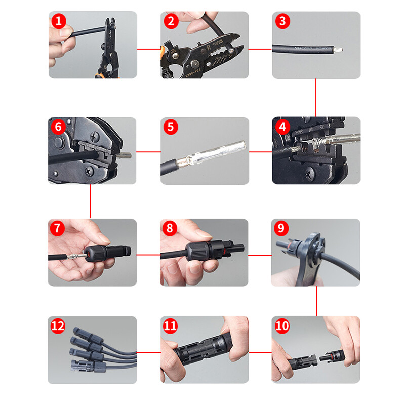 Solar Panel Connectors IP67 Waterproof Y/T Type / Straight Photovoltaic Plug