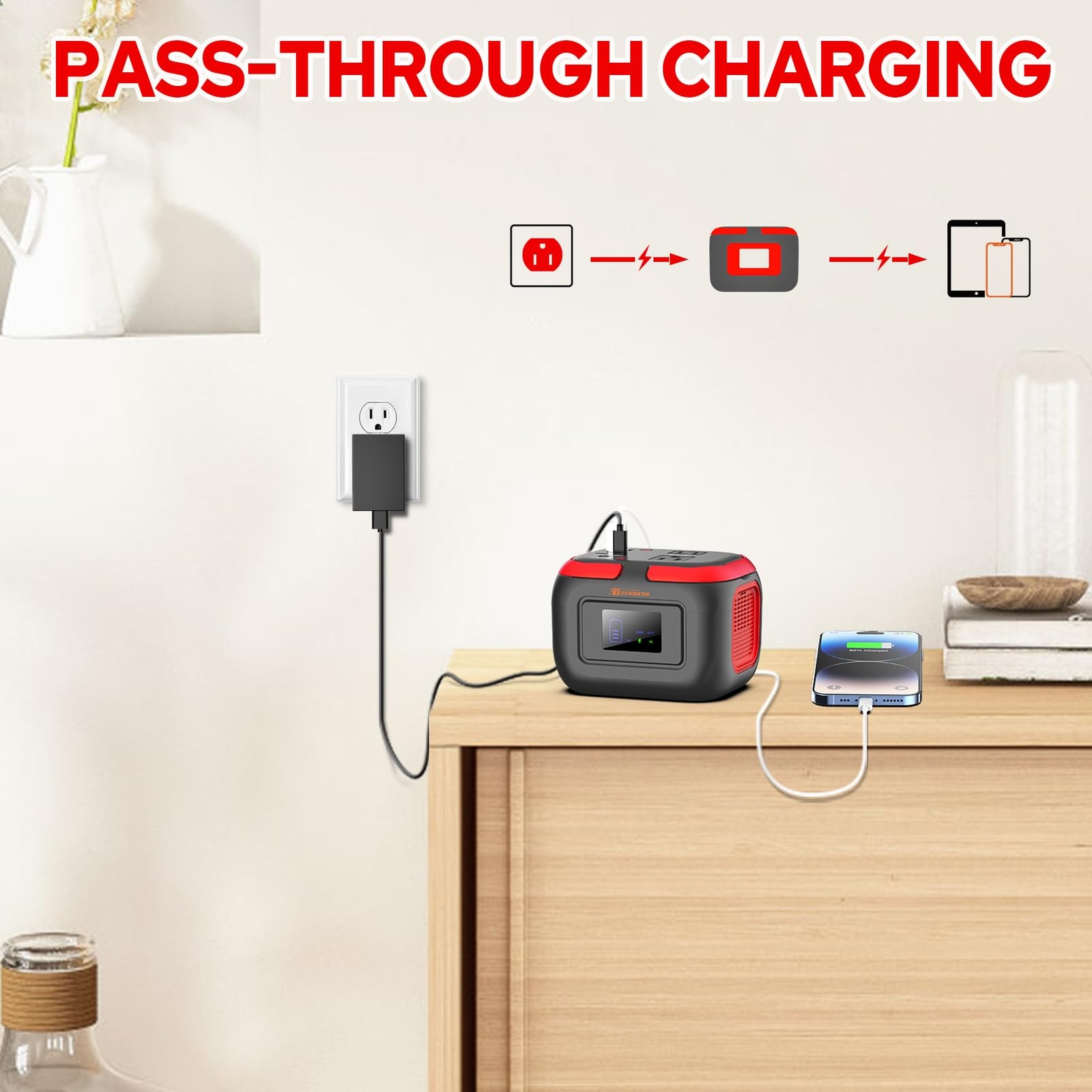 Portable Power Station 120W, Outdoor Power Bank Generator with AC Outlet, Ext…
