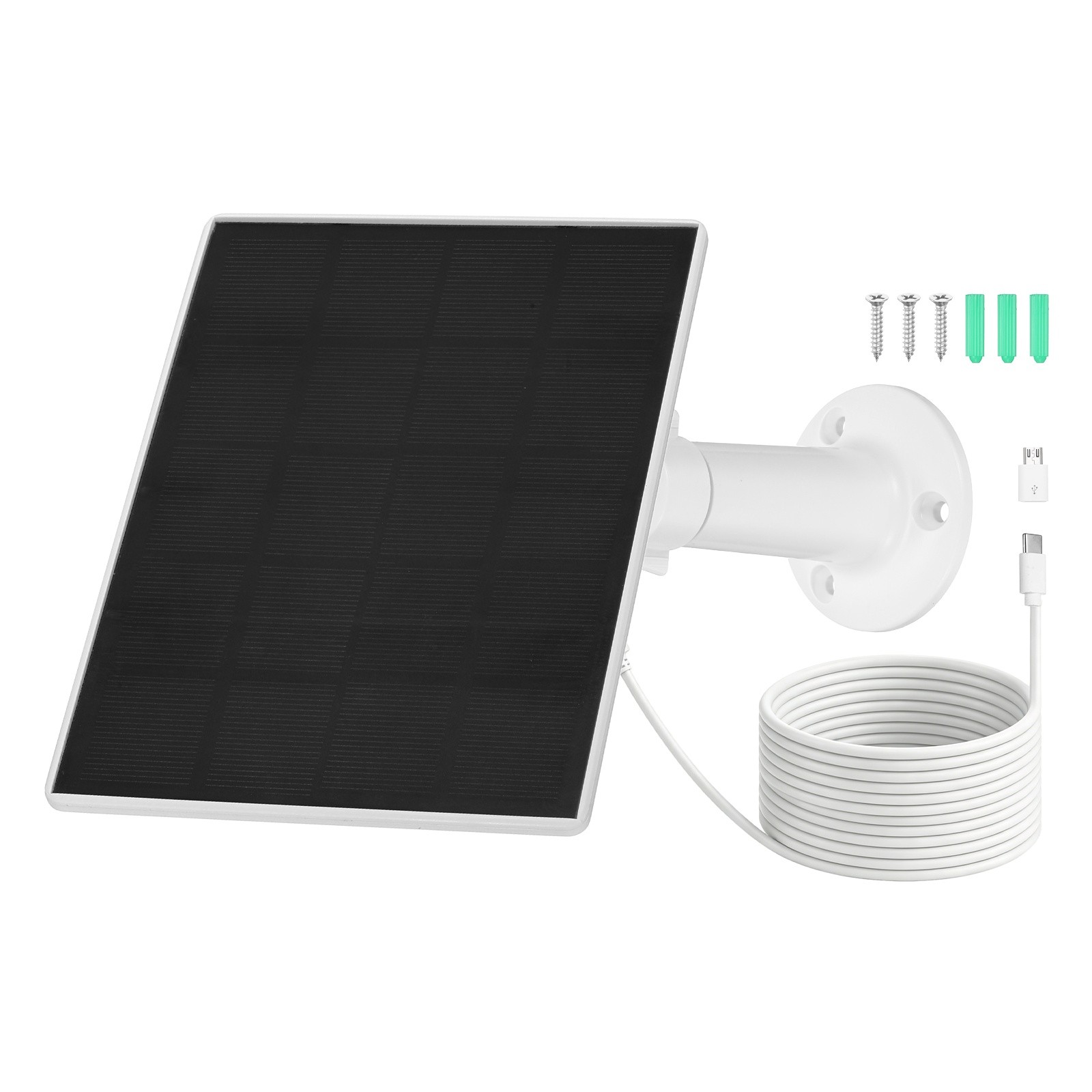 1 Pack of 5V 2W Solar Panel, Waterproof Dual Type-C/USB Solar Charger, White