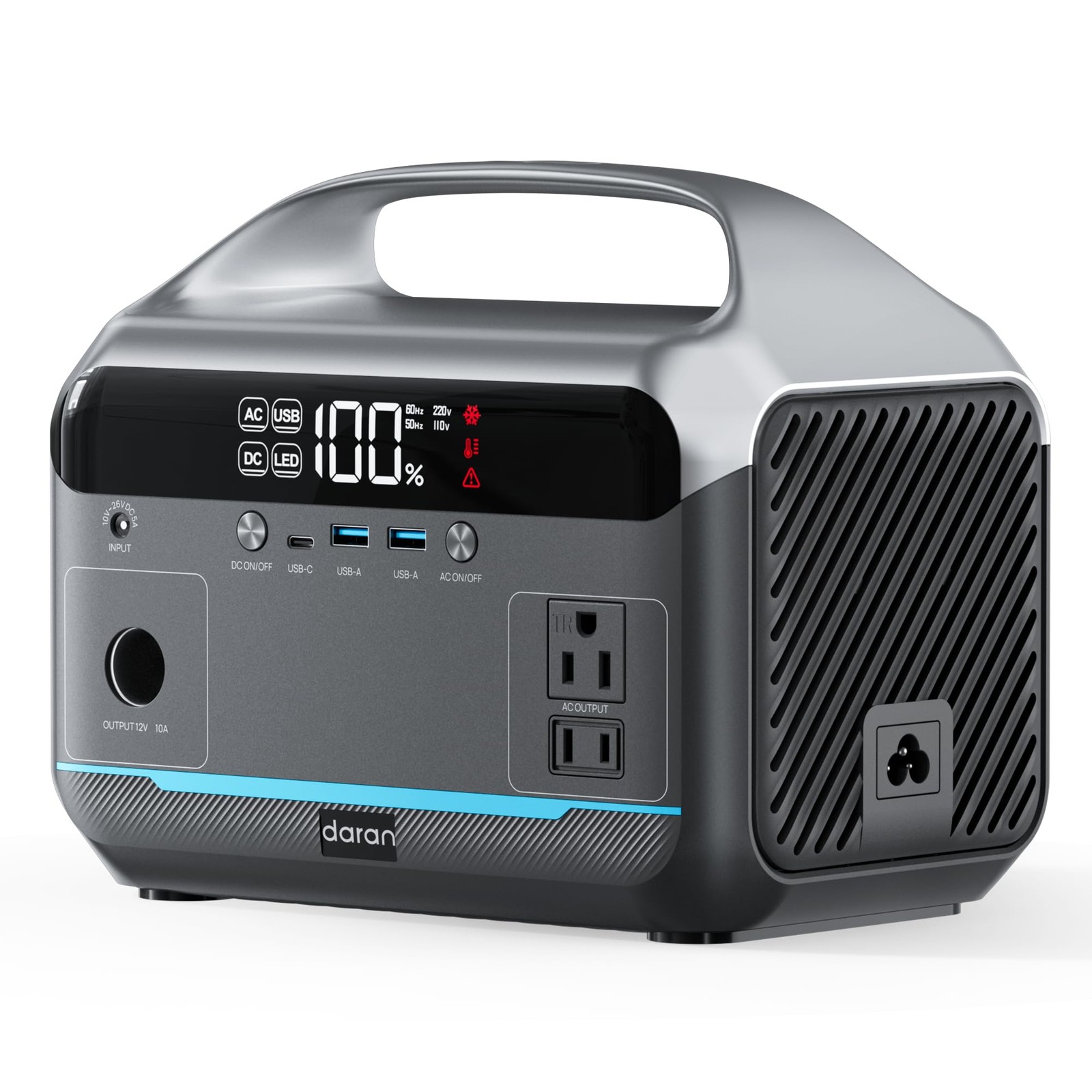 Portable Power Station 600W, 288Wh LiFePO4 Battery Backup Power w/2×600W AC O…