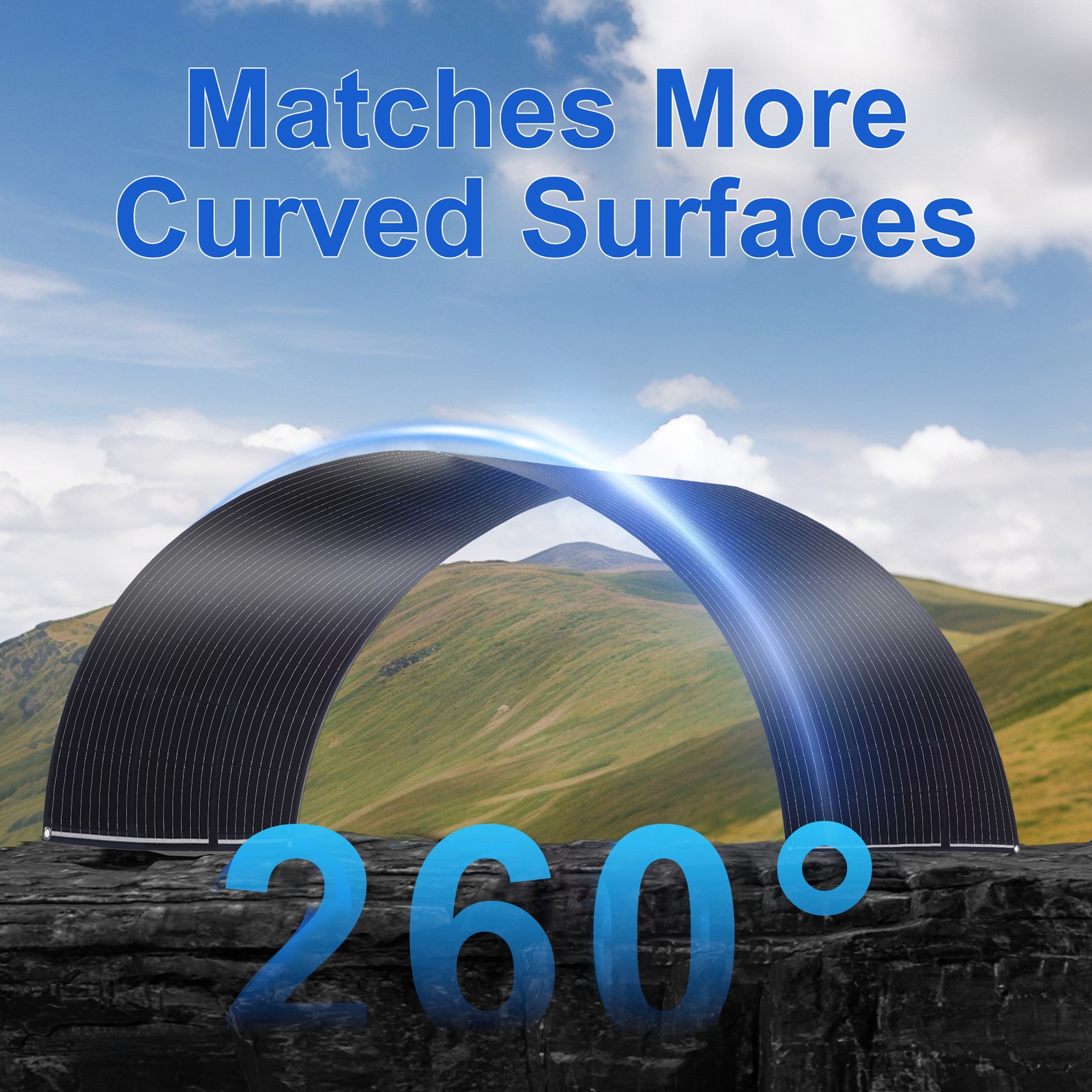 400W Portable Semi-Flexible Solar Panel RV Camping Off-Grid Rooftop 12V/24V/48V