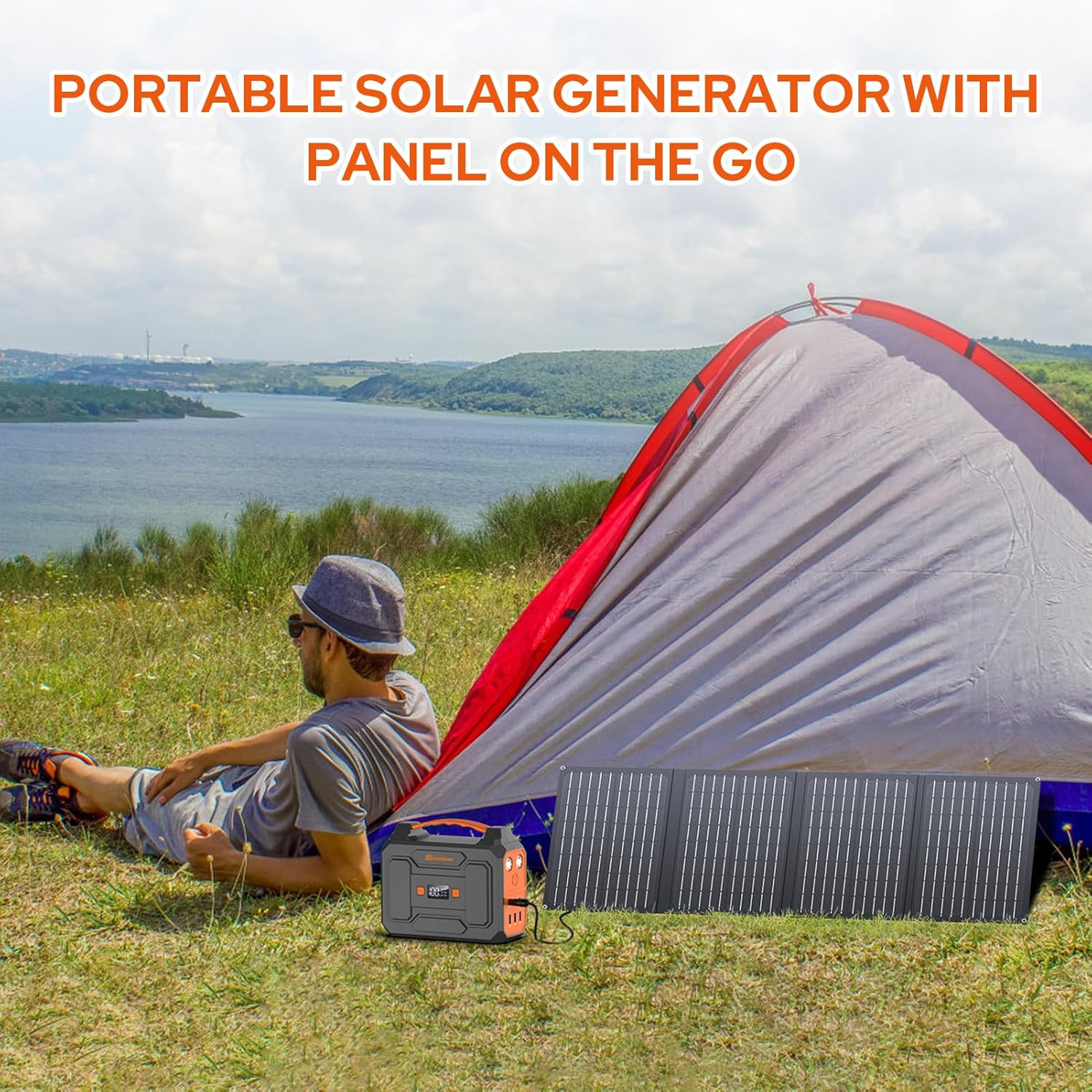 Portable Solar Power Station Generator 100W,Portable Power Bank 65W with 110V AC
