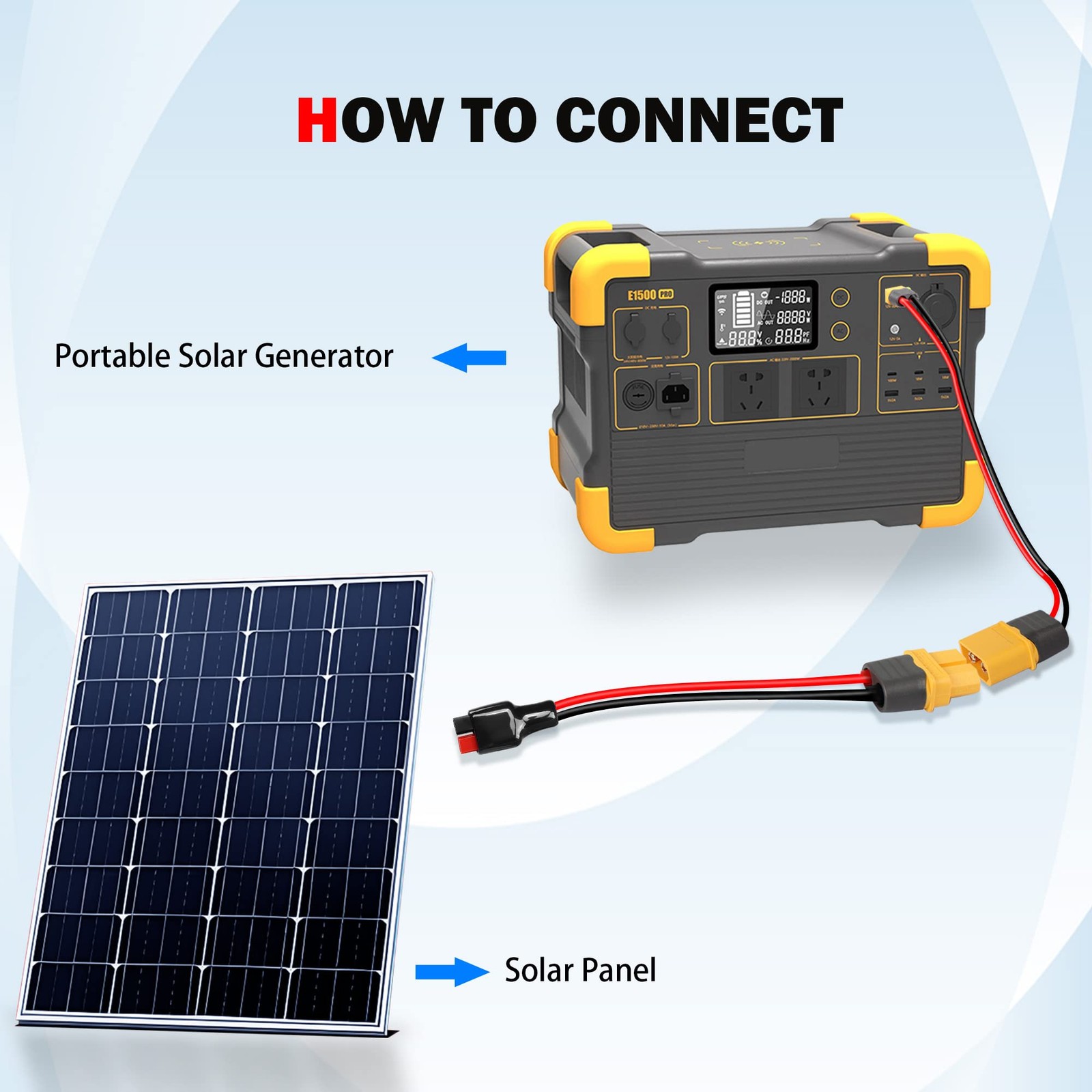 12AWG 45A Connector to XT60 Female Extension Cable Solar Panel to Lithium Bat…