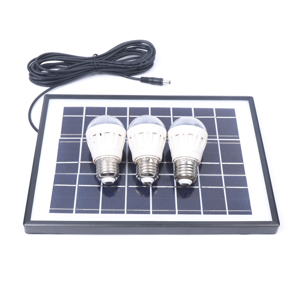 Solar Power Energy Lighting System Kit Set W/ 3 LED Lights, 1*Fan, 1 Solar Panel