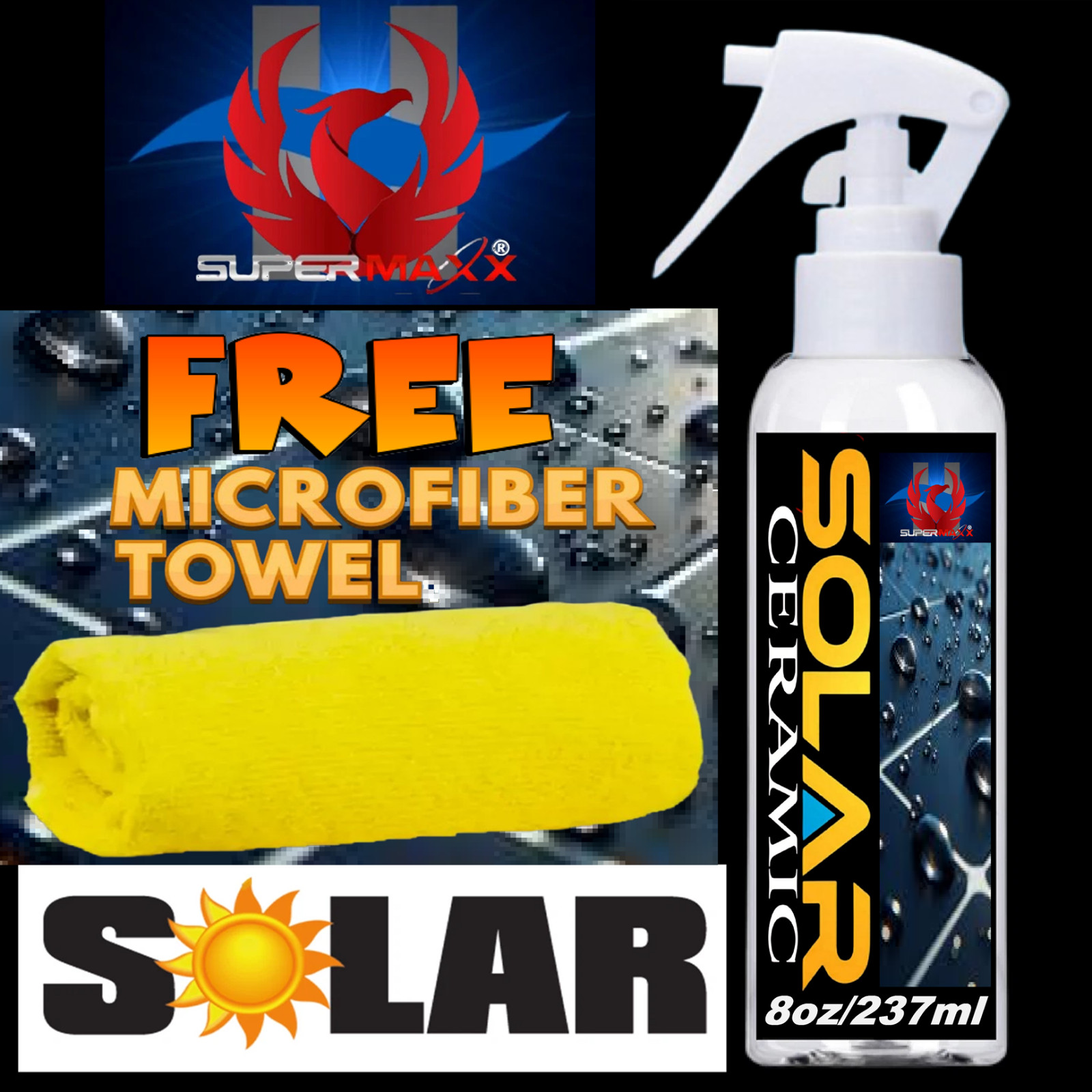 SOLAR PANEL KIT CLEANER ADVANCED TRICURE PROTECTION CERAMIC CLEAR COAT SPRAY
