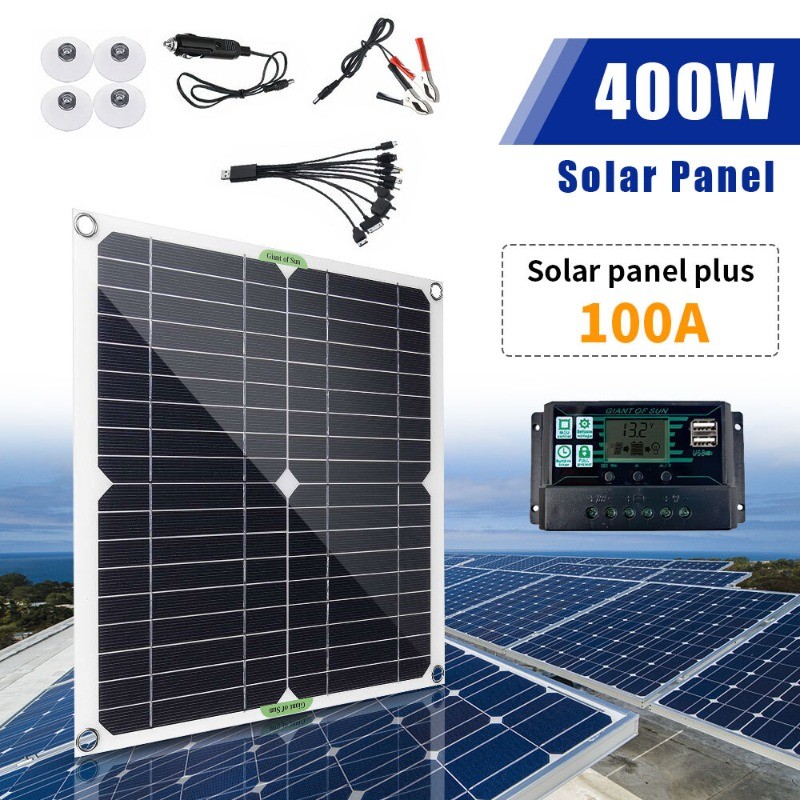 400W Solar Panel Kit 100A 12V Battery Charger w/ Controller Caravan Boat Outdoor