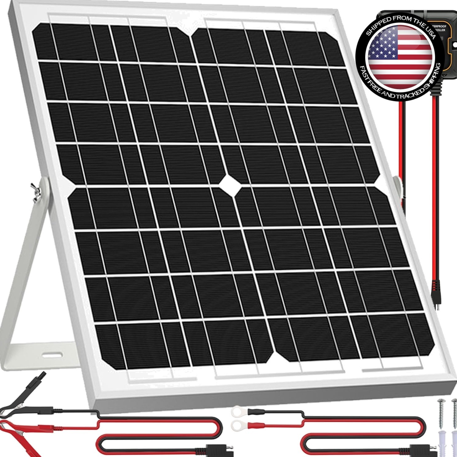 20W Waterproof Solar Panel Kit with Adjustable Bracket and Smart MPPT Controller