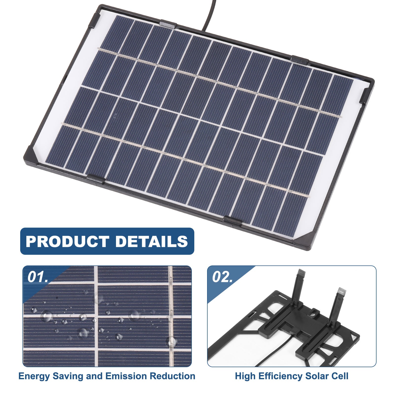 12V 6W 0.5A Solar Panels for Security Camera, DC 5521 Output Solar Panel