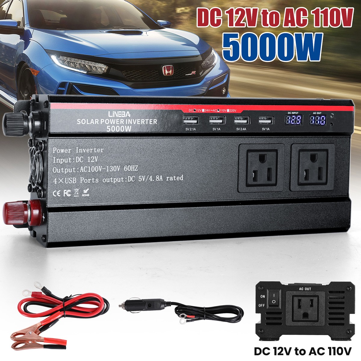 Foldable Solar Panel Kit 5000W Power Inverter 23% High Efficiency for Sunshed RV