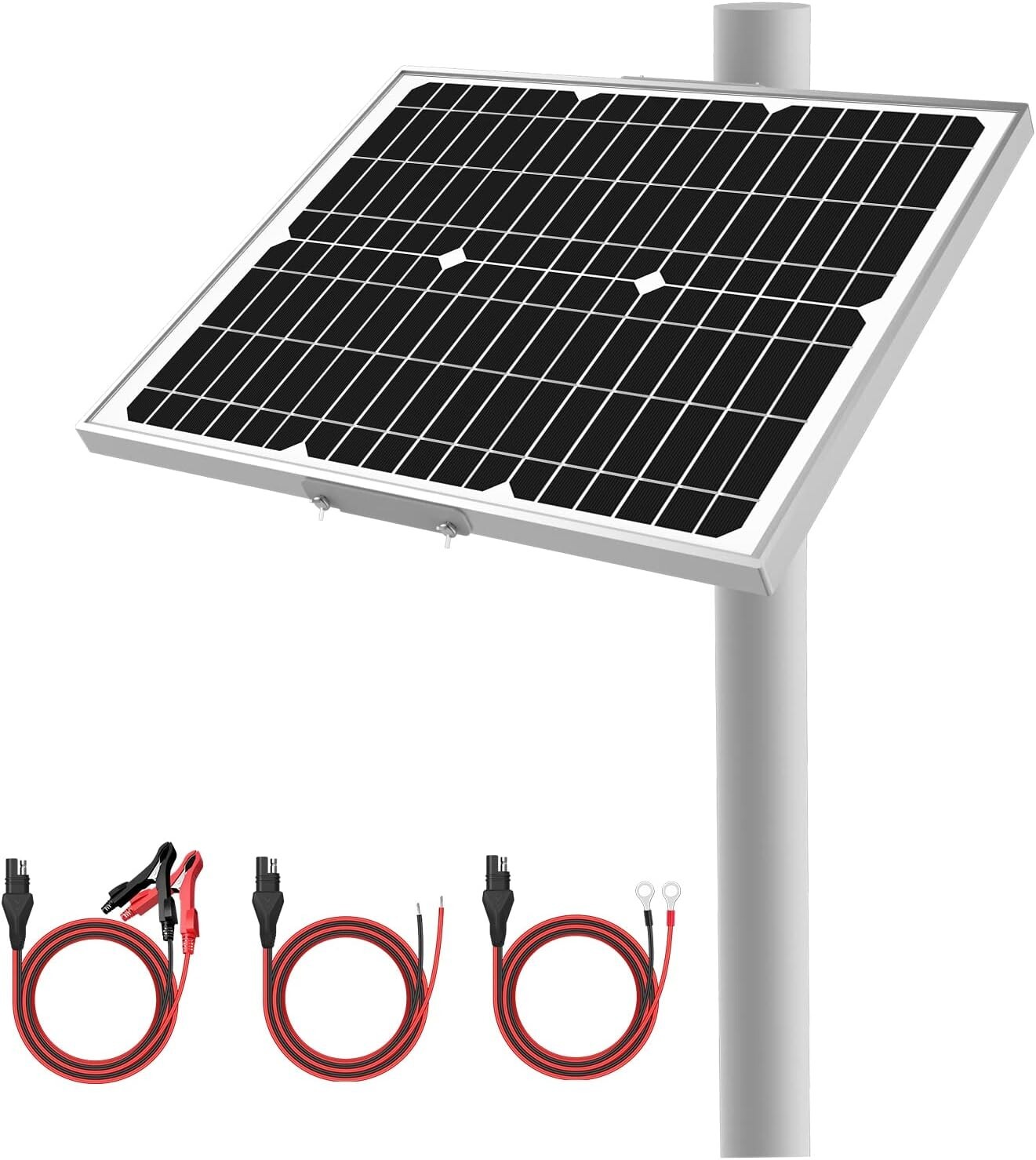 20W Waterproof Solar Trickle Charger for 12V Batteries with Safety Protections