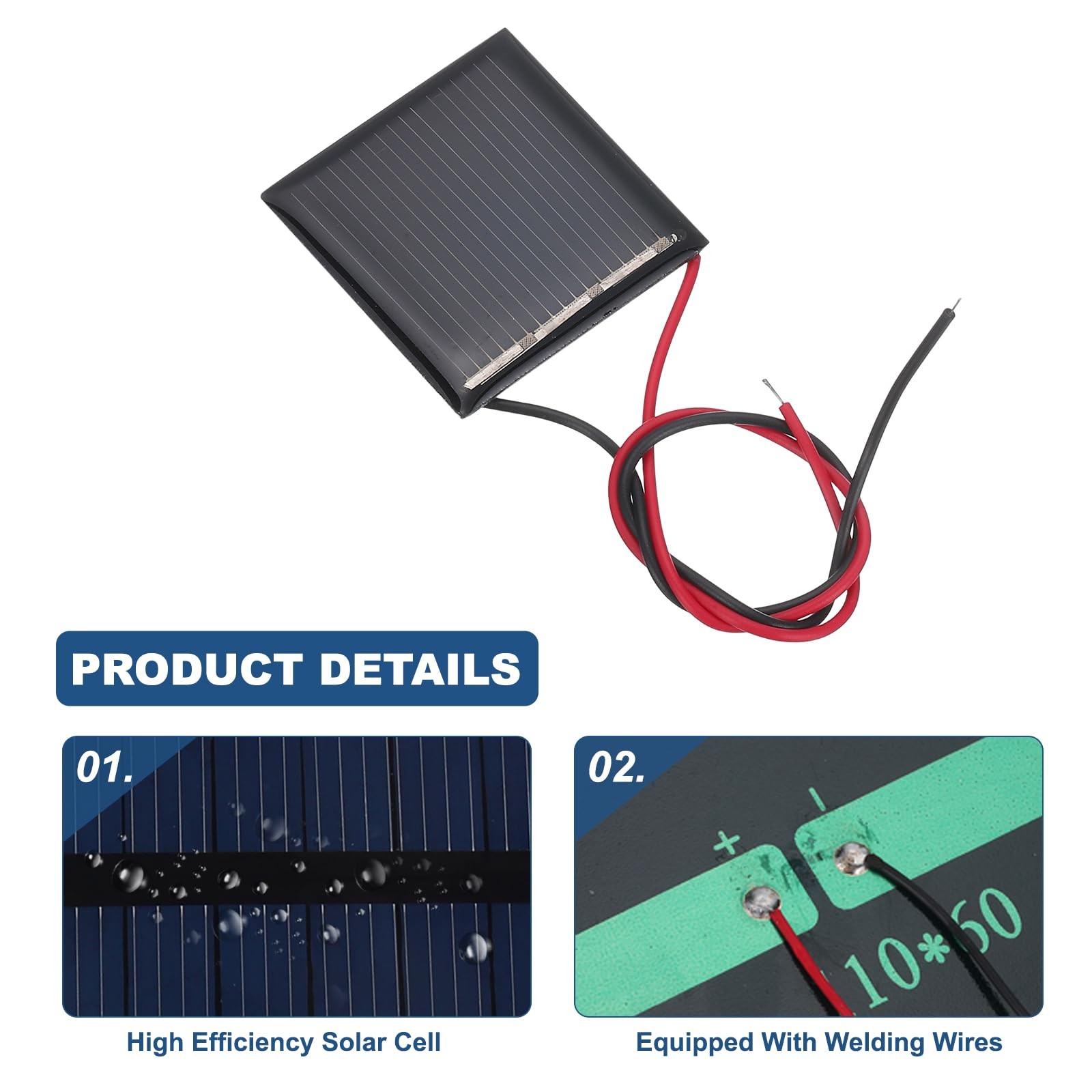 MECCANIXITY 10 Pcs 1.5V 0.09W 60mA Mini Solar Panels, Small Black