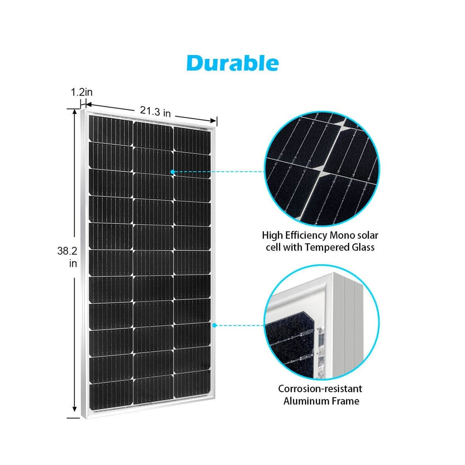 SUNGOLDPOWER 2pcs 100W Solar Panel Monocrystaline Solar Panel Module Grade A …