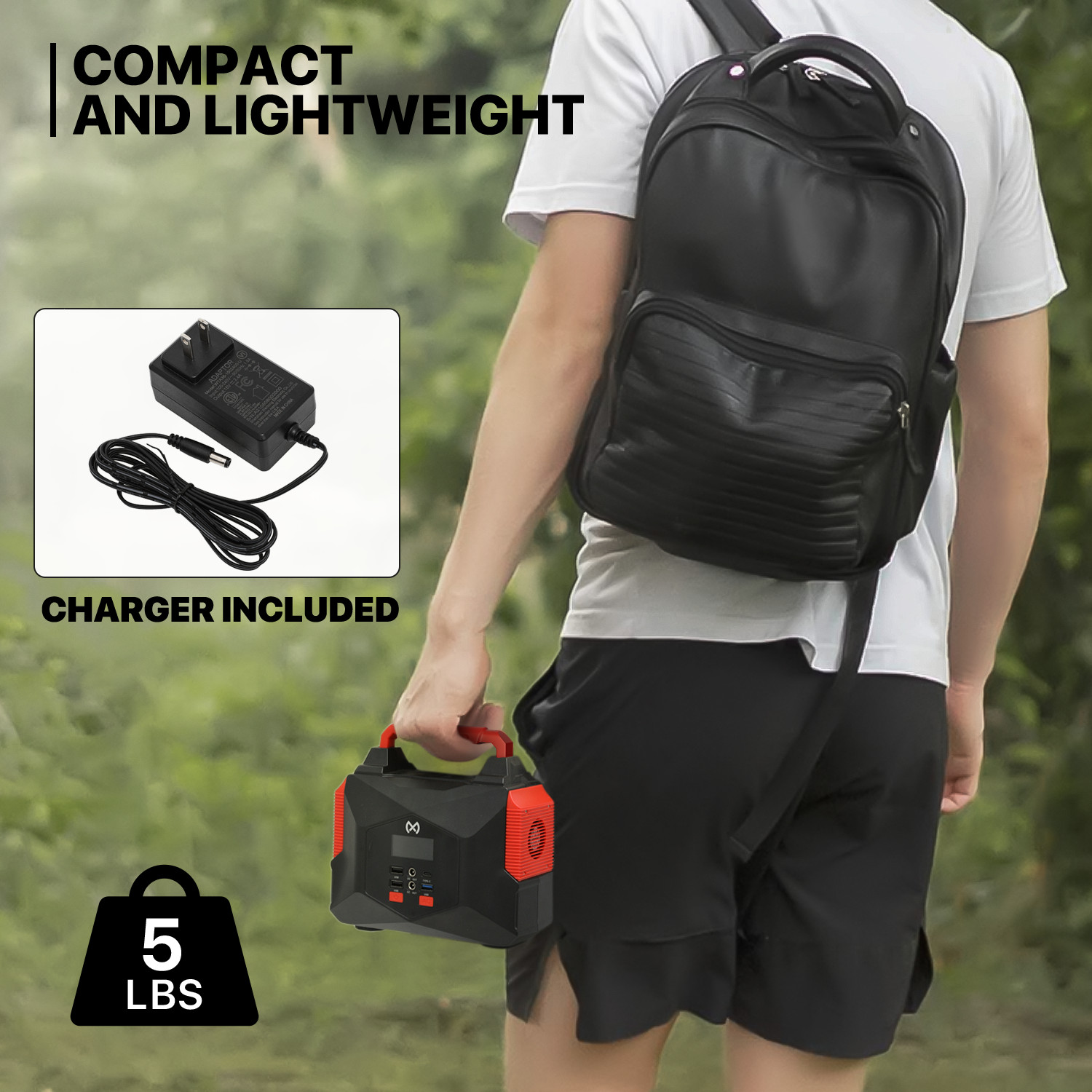 Portable Power Station 250Wh Lithium Battery Camping Solar Generator w/LED Light