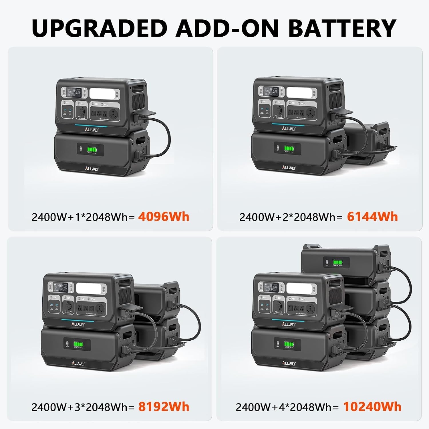2400W Portable Power Station with 4096Wh Extra Battery Backup for Home Camping