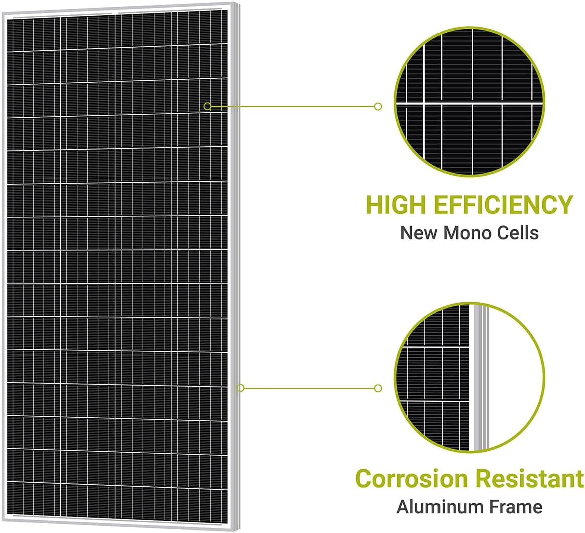 Newpowa 180W(Watt) 9BB Solar Panel 12V Monocrystalline High Efficiency PV Module