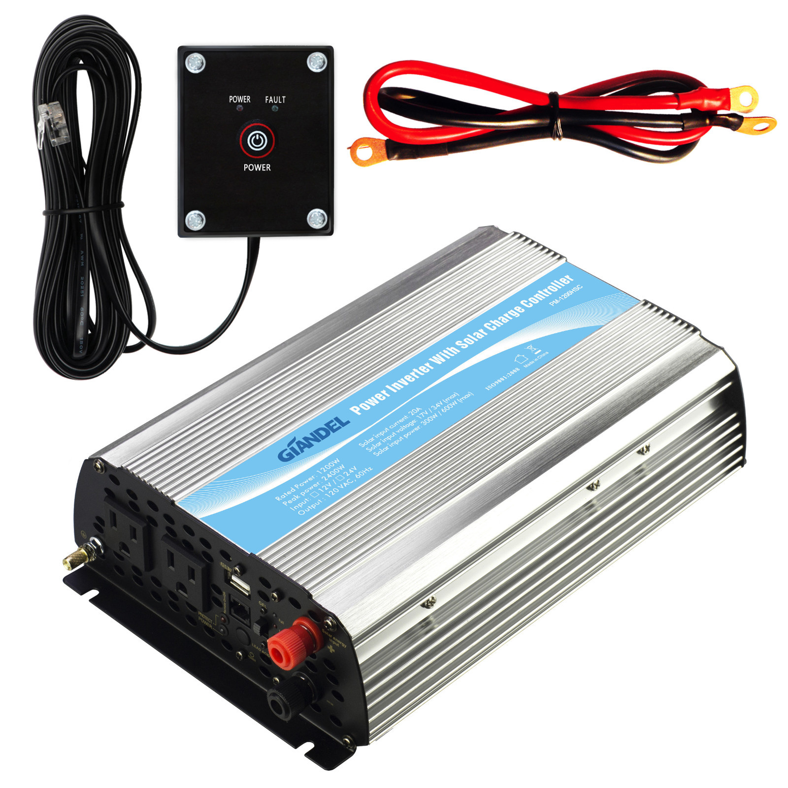 Power Inverter Modified Sine Wave 1200W 12V DC to 110V~120V AC 20A Solar Energy
