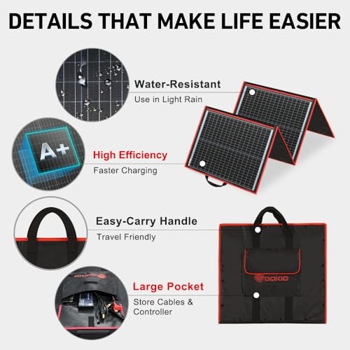 150W Portable Foldable Solar Panel Kit, Compact 21x20in Design 7.3lb 150W 18V