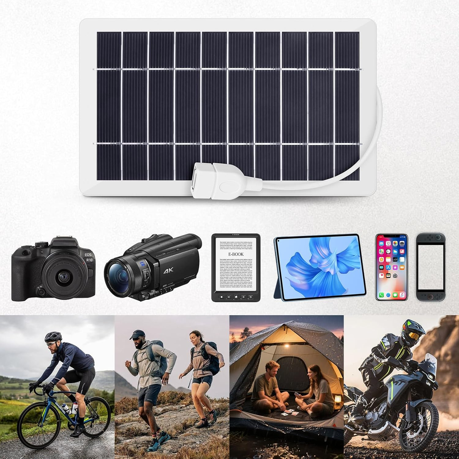 USB Solar Panel Charger,2Pcs Portable Solar Panel Kit for Camera, Cell Charging
