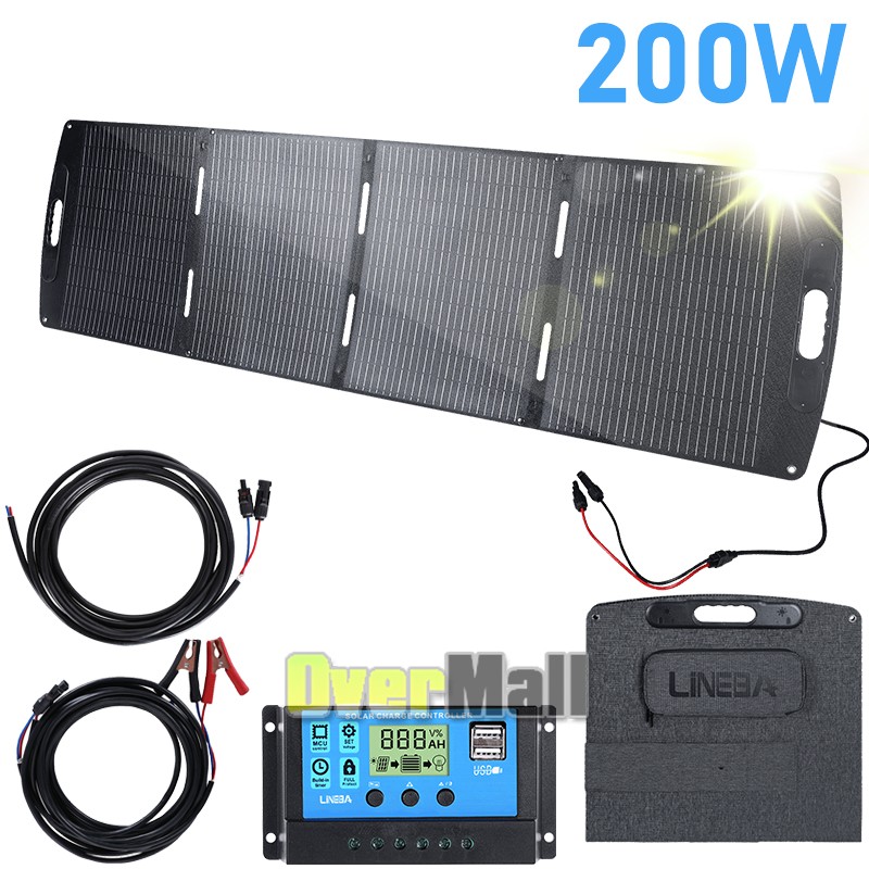 Foldable Solar Panel 200W Portable Outdoor Solar Charger Kit USB DC Type-C
