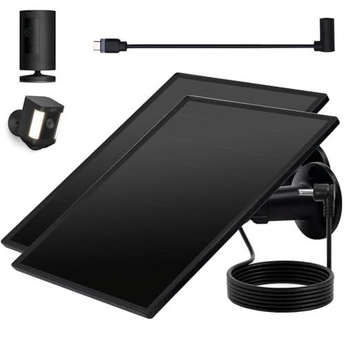Ring Camera Solar Panel, 5W Solar Charger Compatible with Rings Black-2Pack