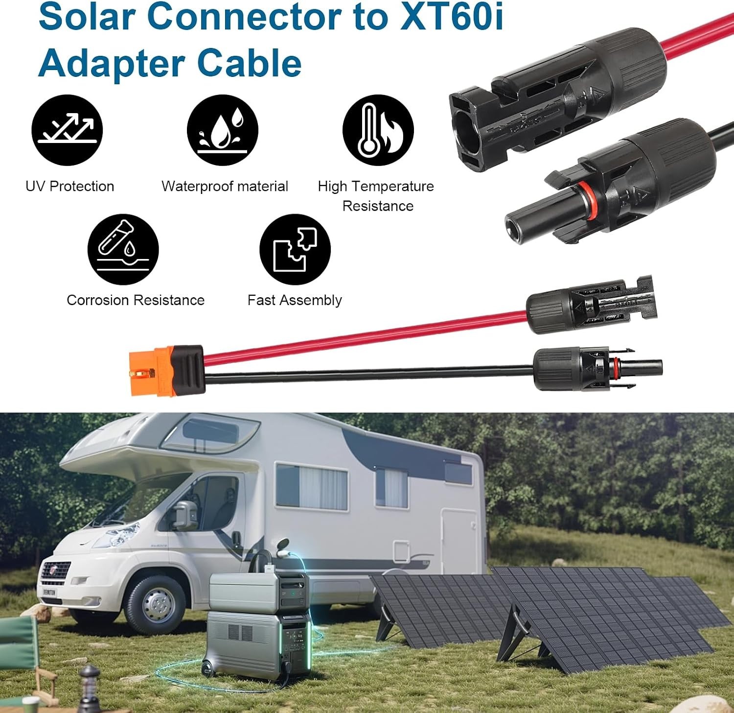 35ft Solar to XT60i Cable 10AWG Male-to-Female Connector