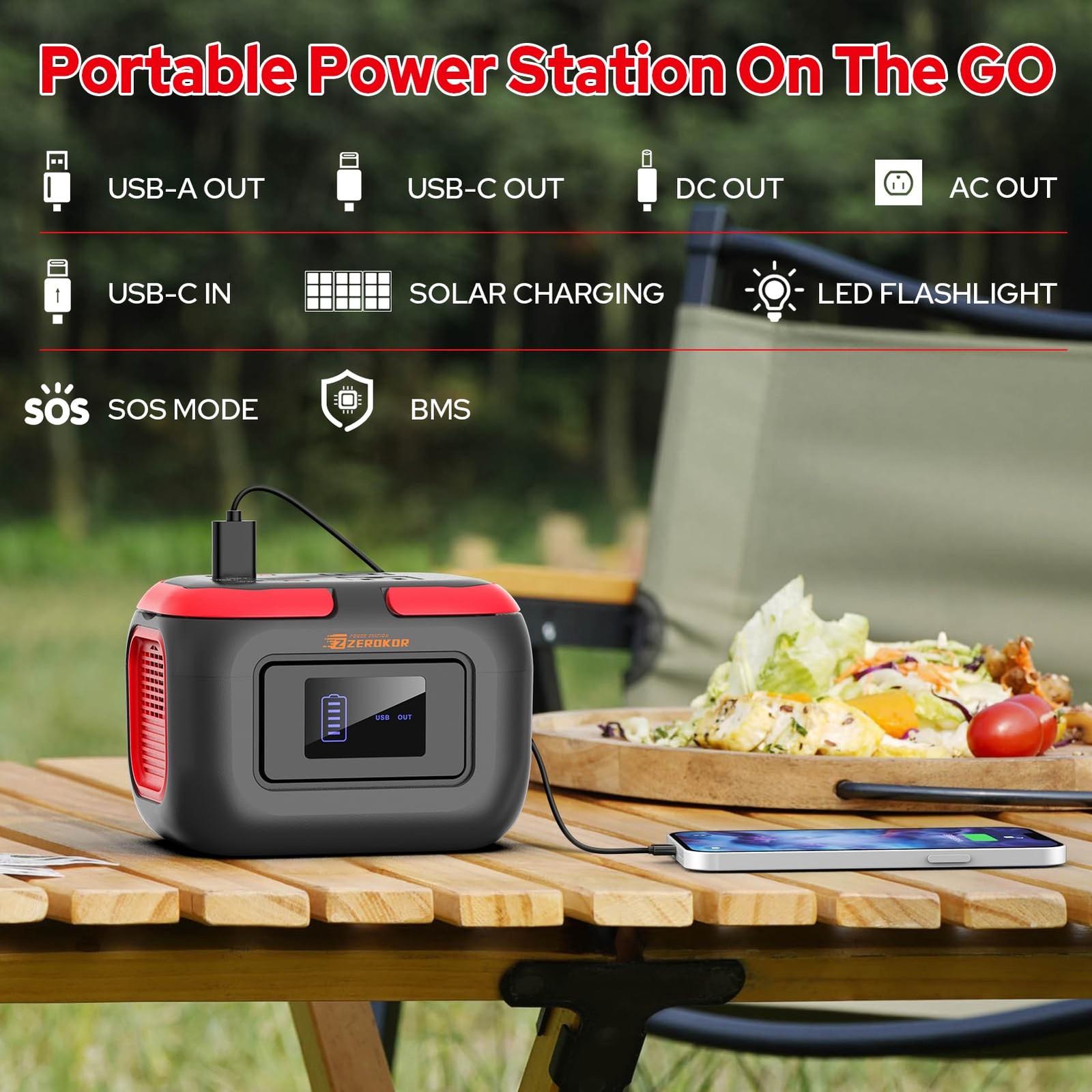 Portable Power Station 120W, Outdoor Power Bank Generator with AC Outlet, Ext…