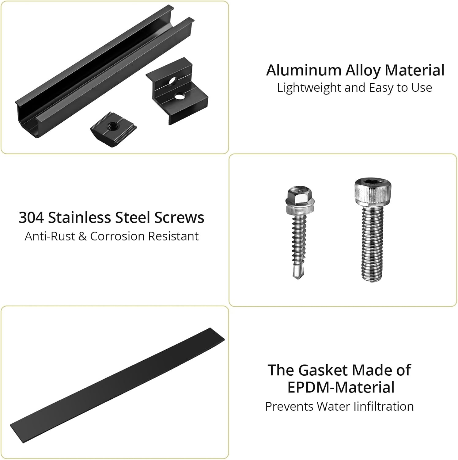 Solar Panel Bracket Kit, 6 Pcs 7.87 in Aluminium Solar Panel Mounting Rail 30Mm/
