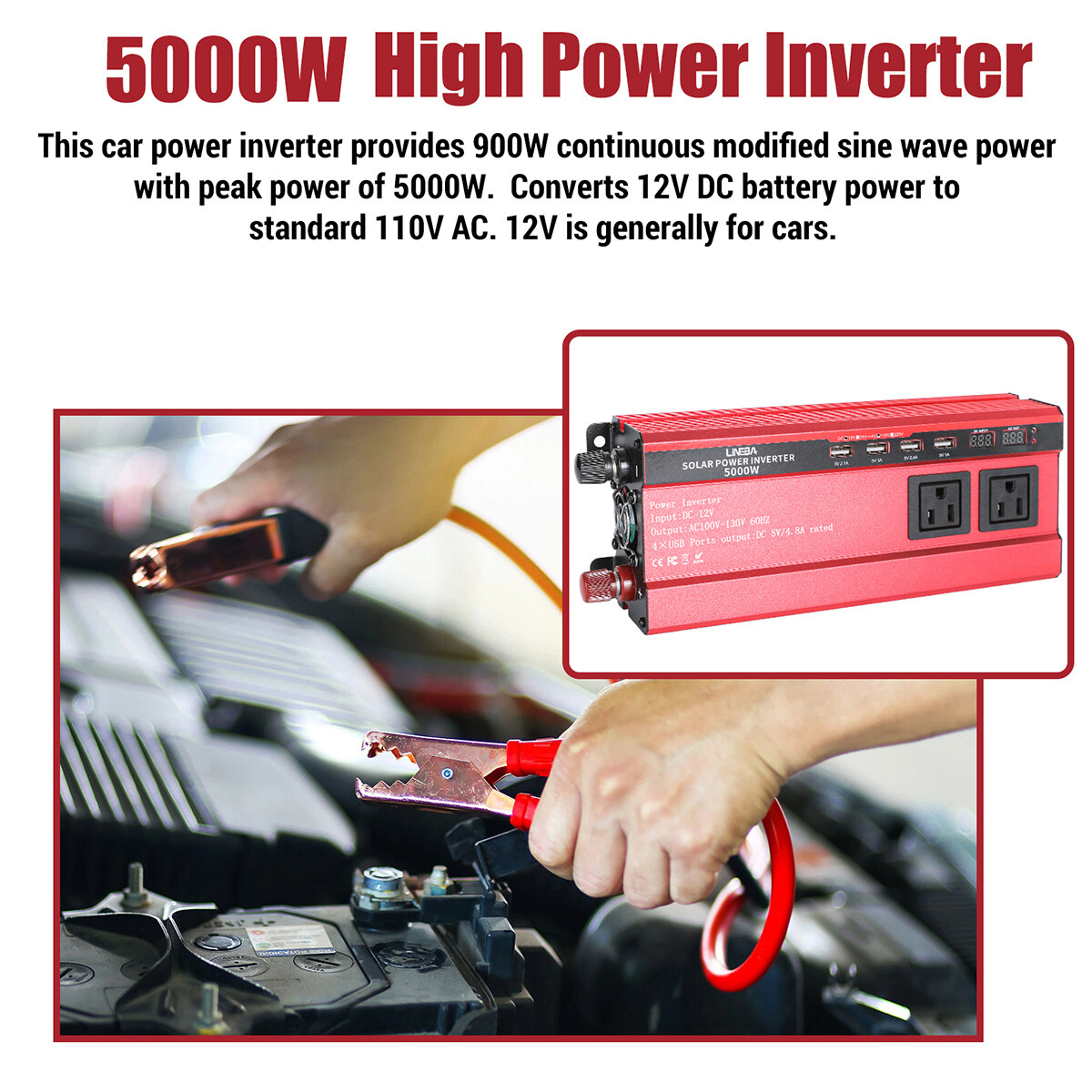 Solar Power Generator 100W 200W Solar Panel & Controller Kit with 5000W Inverter