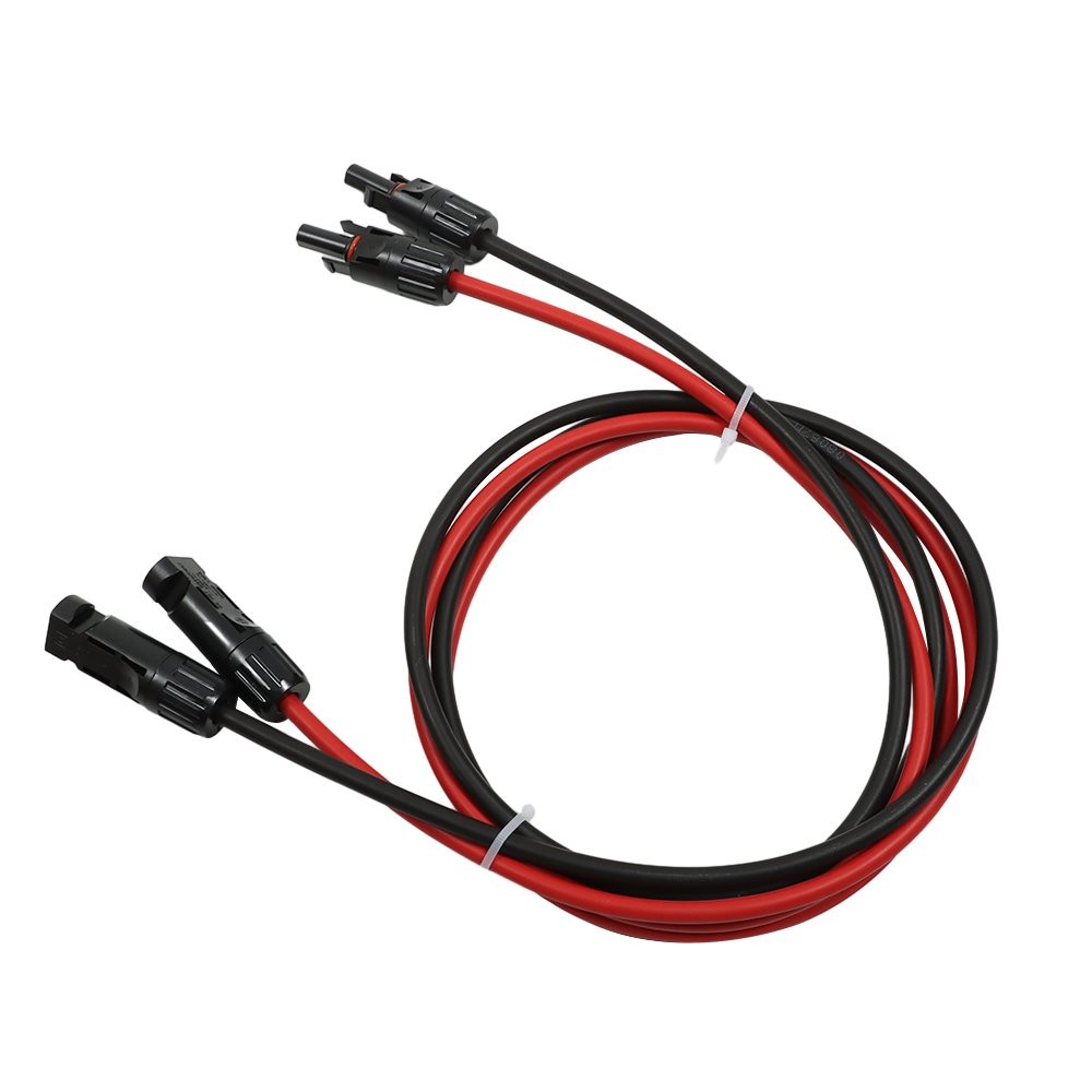 5FT Black + Red Solar Panel Extension Cable Wire Connector 1 Pair 10AWG