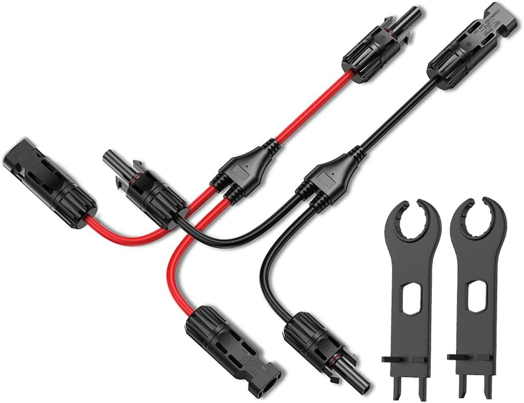 Solar Connectors 30A Y-Branch Cable, Solar Cable Parallel Adaptor in Pair with 2