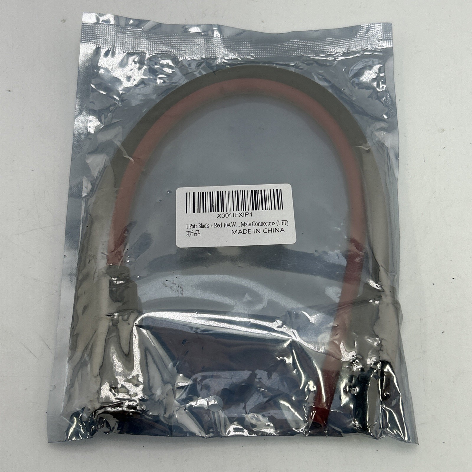 1 Pair Black + Red 10AWG(6mm²) Solar Panel Extension Cable Wire Connector (1 FT)