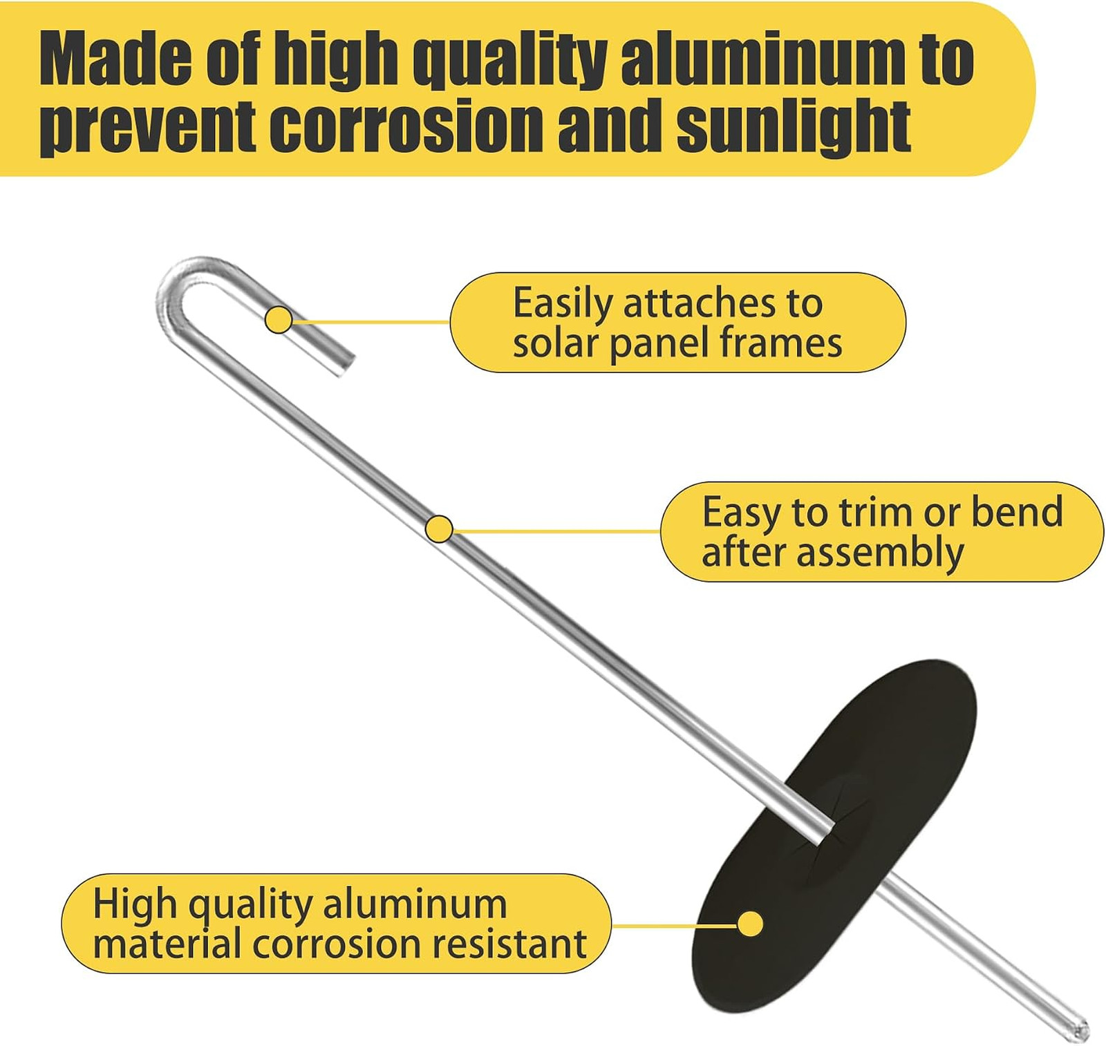 Solar Panel Bird Mesh Clips Aluminum J-Hook and Washer 50 Sets No Drill Critter