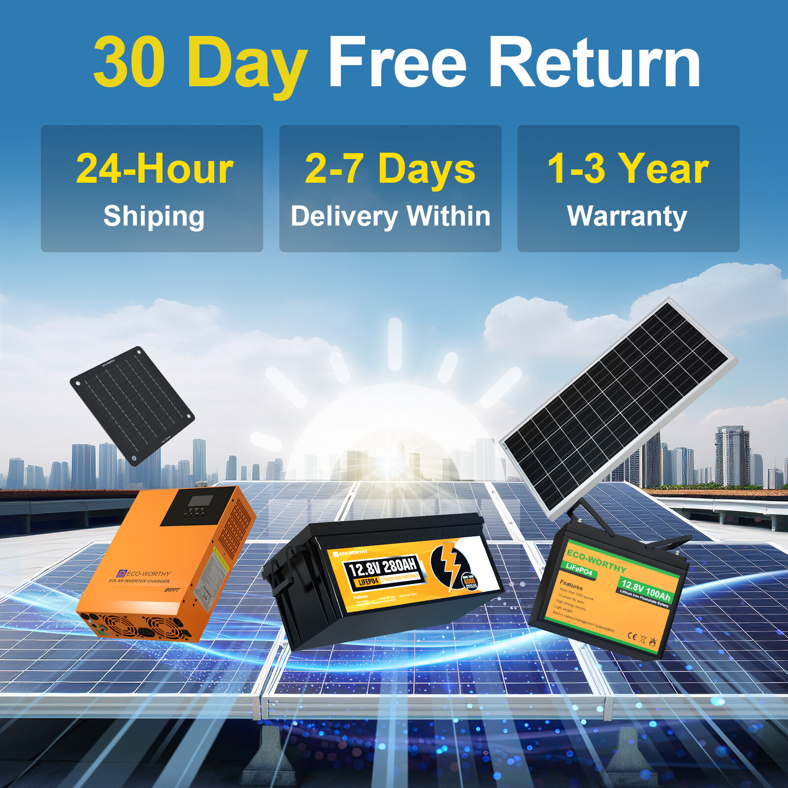 ECO-WORTHY 3500W 48V Solar hybrid Inverter MPPT 80A Controller for Solar Kit