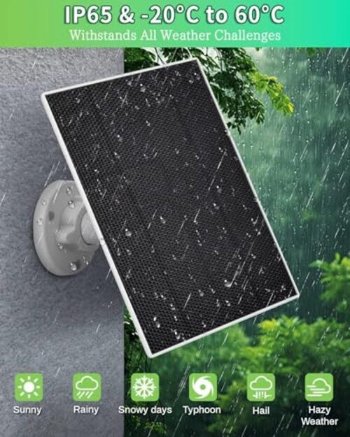 Solar Panel for Ring Camera, 3W Solar Charger Built-in 5000mAh For Ring Camera