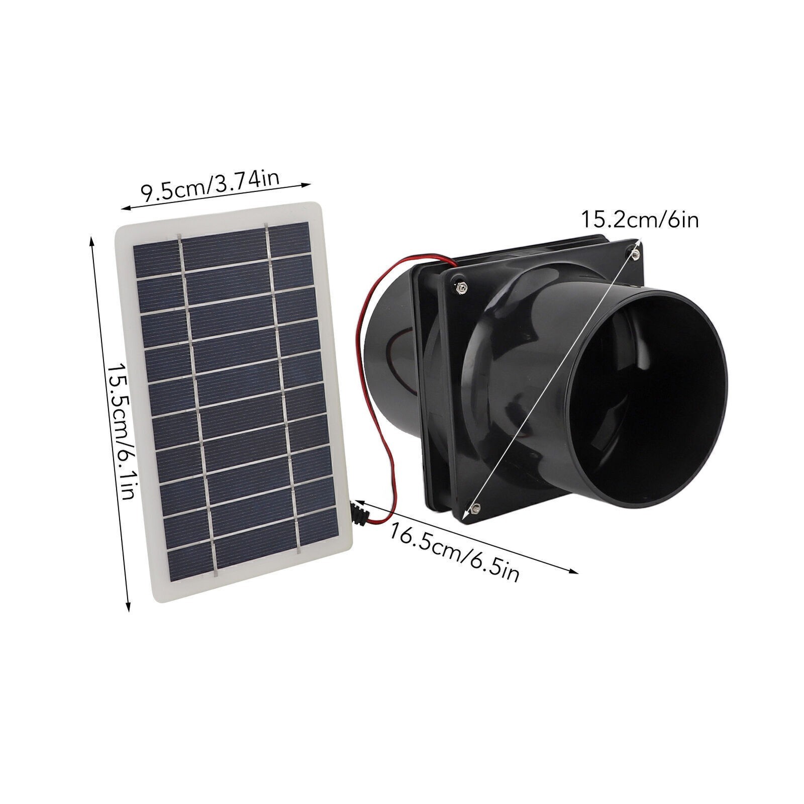 10W 12V Solar Powered Exhaust Fan for Round Pipe ABS Solar Panel Ventilation Fan