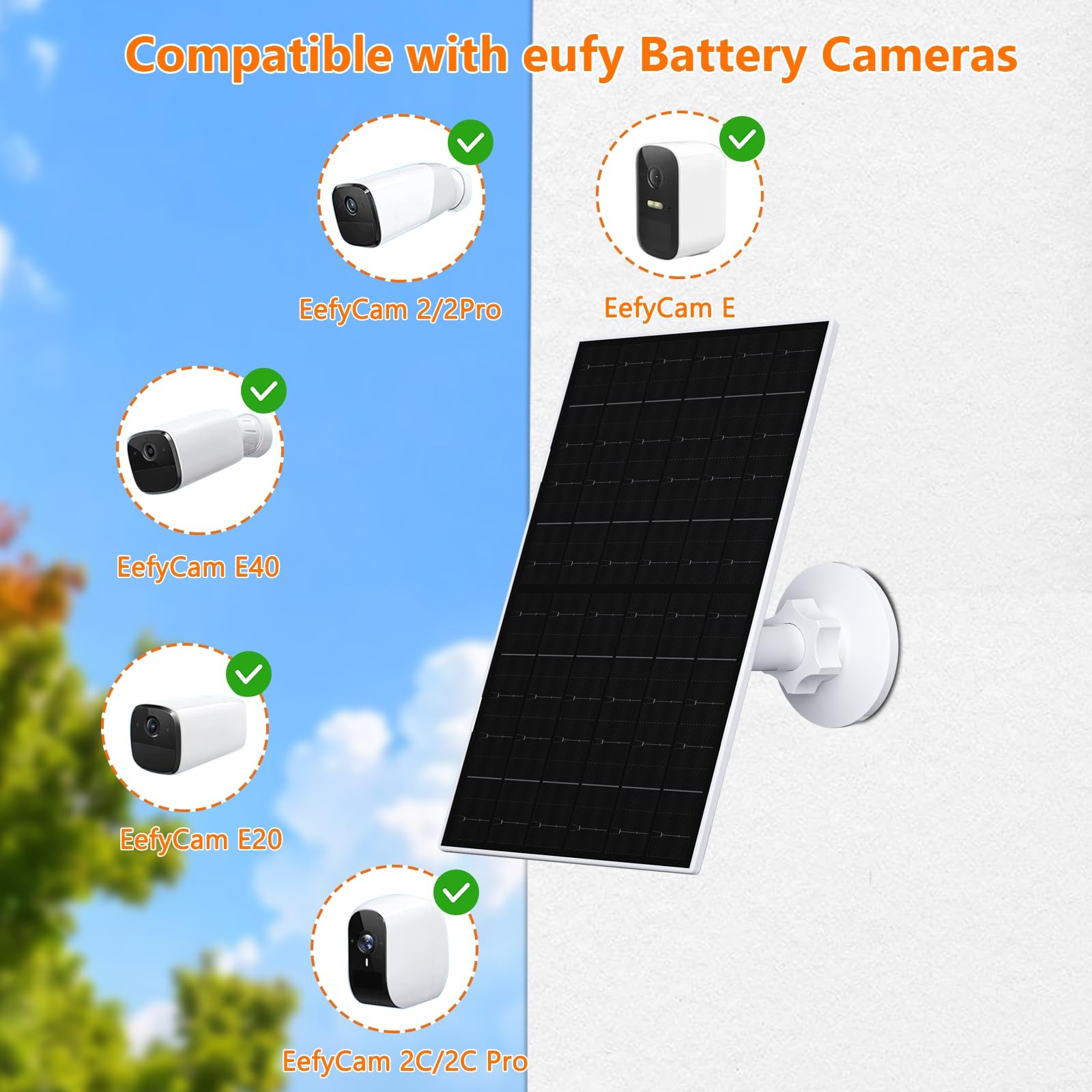 Zivif 7W Solar Panel for Eufy Camera, 5V USB/Type-C Solar Charger Compatible …