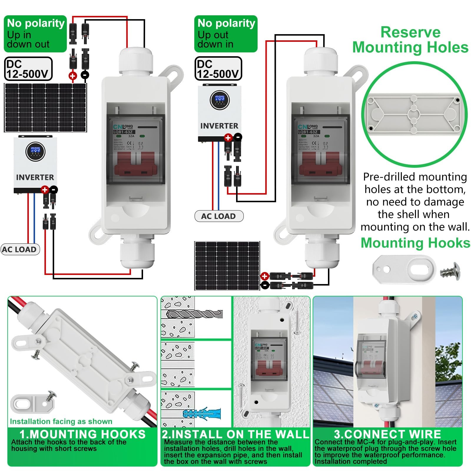 Solar Panel Disconnect Switch 32 Amp 500V DC Miniature Circuit Breaker with P…