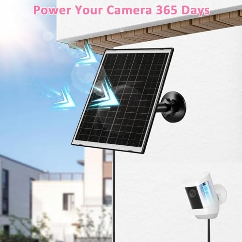 FUTUREZEN 10W Solar Panel for Ring Camera, DC 3.5×1.35mm & USB-C Solar 2 Black