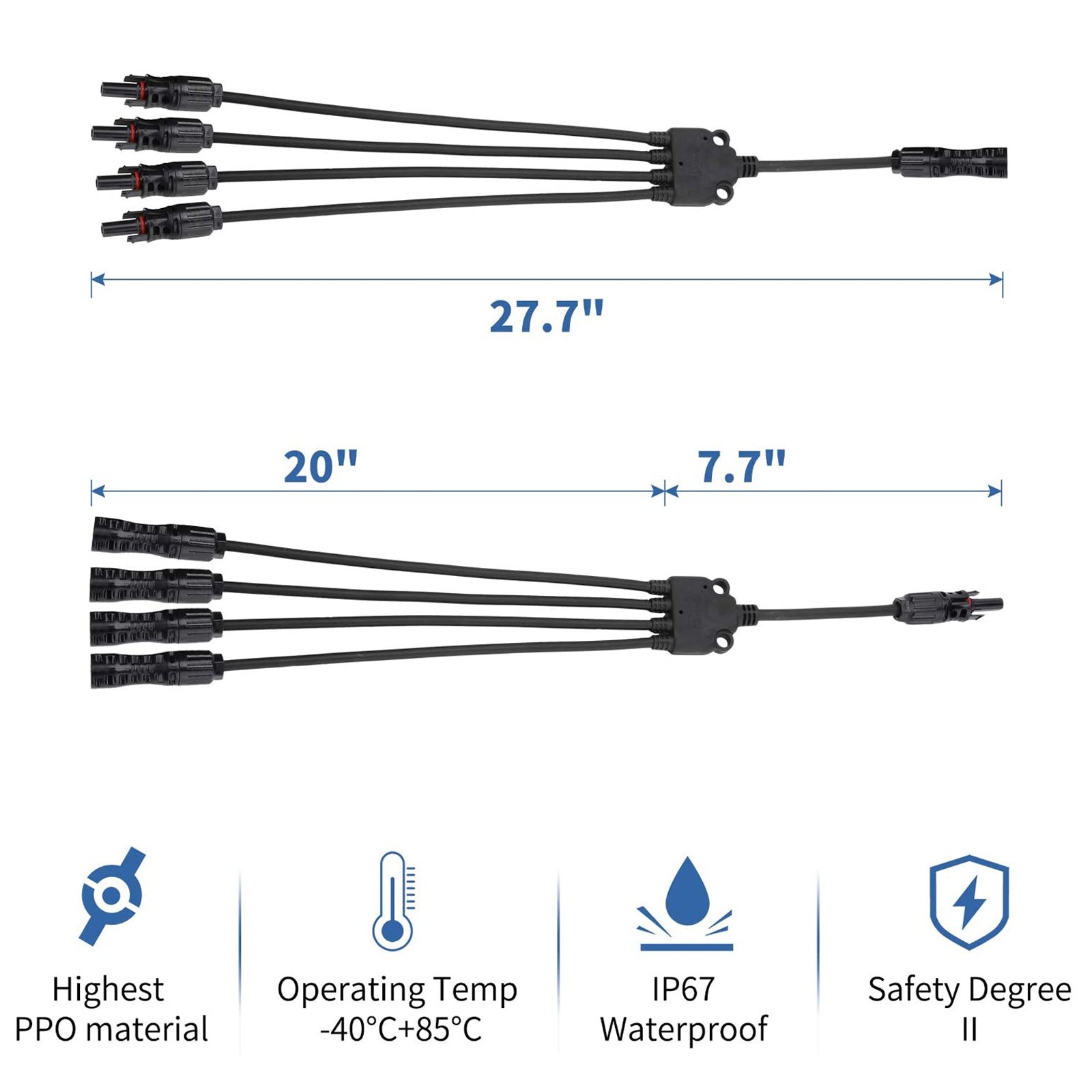 Y Branch Solar Panel Cable Wire 4 in 1 Adapter Caravan Off Grid System Connector
