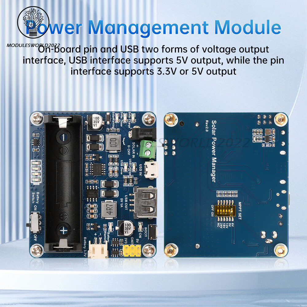 Power Manager Module for 6V~24V Solar Panel Support MPPT USB Battery Charging