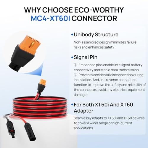 Solar to XT60i Cable 12AWG 10FT Extension Cable Solar Connector to XT60i