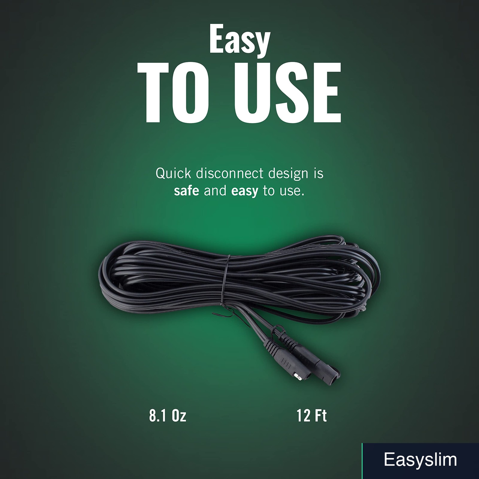 Battery Charger Extension Cable 12 Foot 4 Pack SAE Quick Disconnect Leads