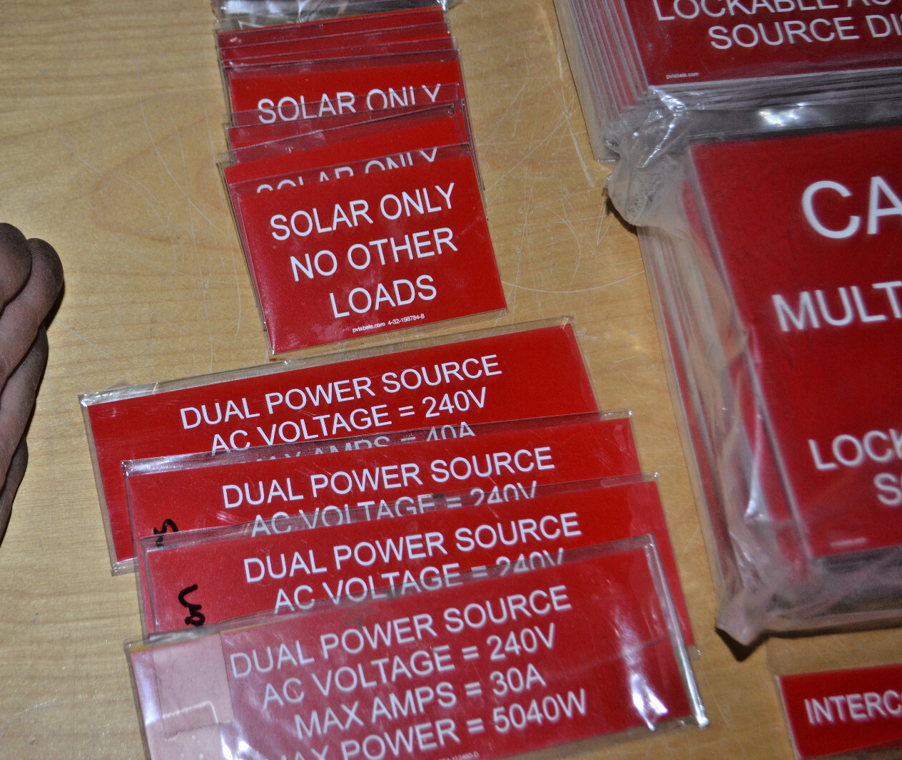 319 ~ Solar PV Warning Label Placards ~ Power Supply Sources for Utilities ~ g