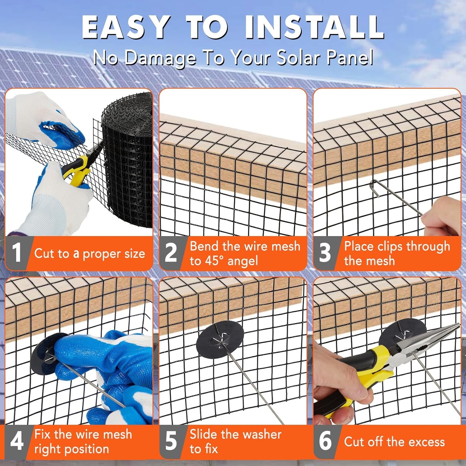 Solar Panel Bird Wire Guard Kit PVC Coated Mesh Roof Pigeon Net 6″ x50/100/120ft