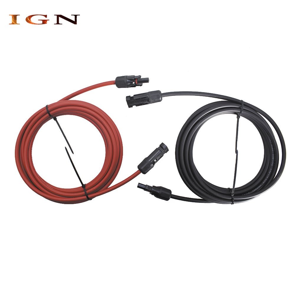 High Quality 10 AWG 15ft 1 Pair Solar Panel Extension Cable Wire Connector