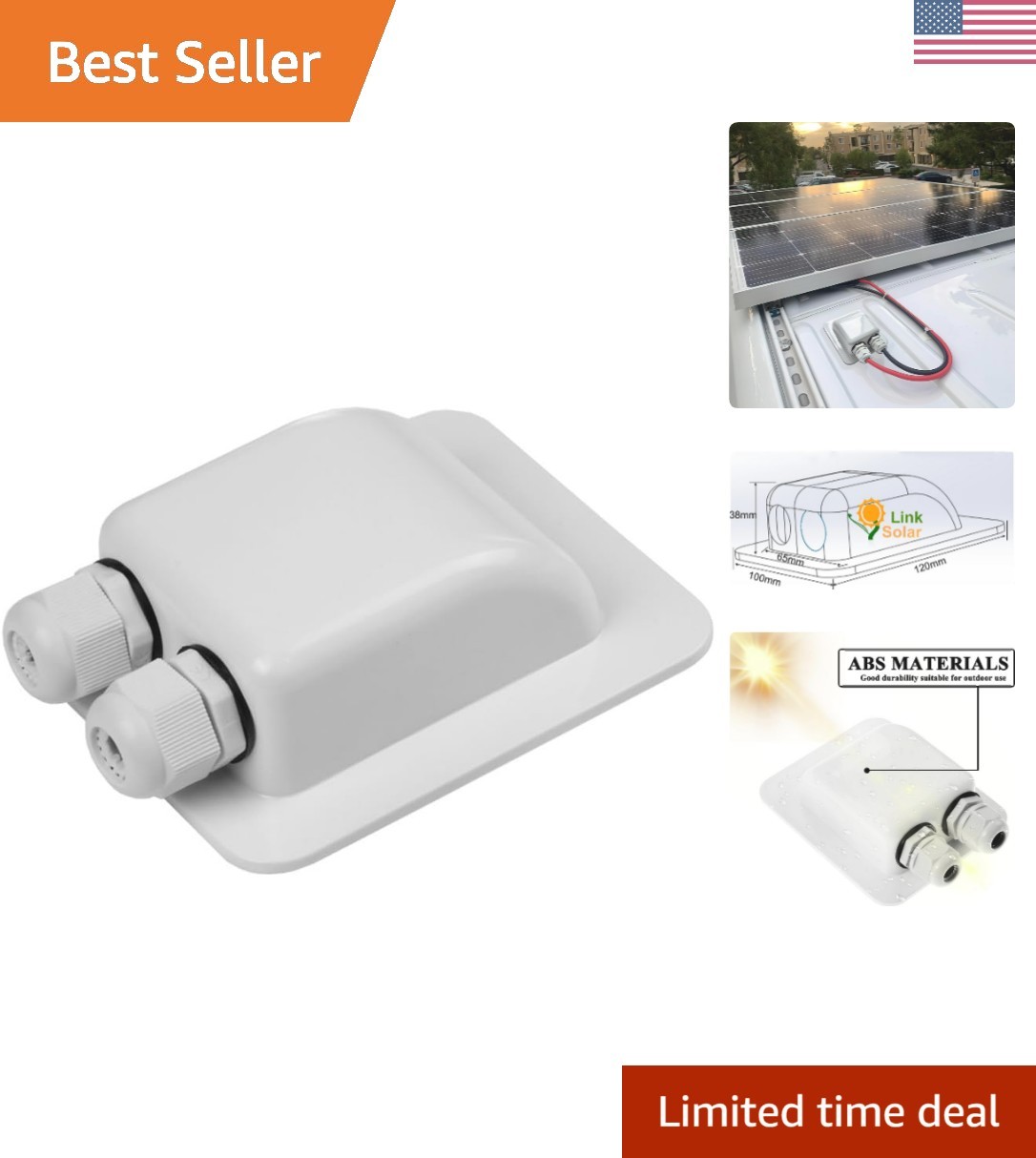 Weatherproof ABS Solar Double Cable Entry Gland for All Cable Types 2mm² to 6…