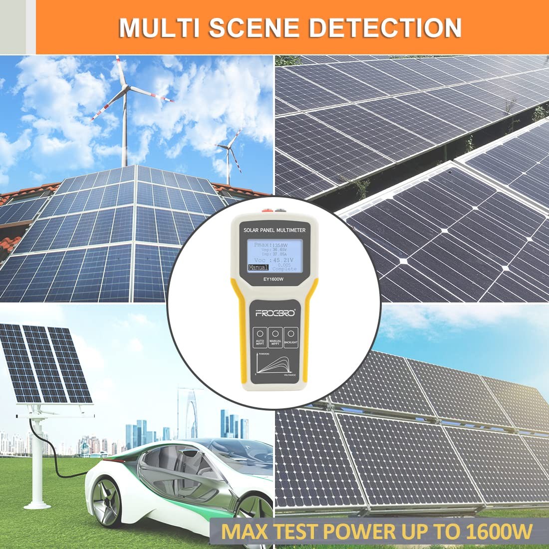 FrogBro Upgrade Solar Panel Tester Photovoltaic Multimeter Upgrade 1600W with…