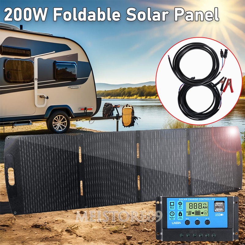 2025 Portable Solar Panel Kit 200W 100W Folding Lightweight for RV Camping Home
