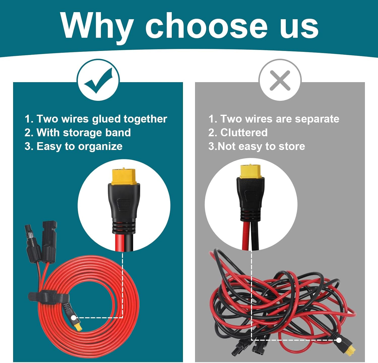 XT60 Connector, MC4 to XT60 Extension Charging Cable 2FT, Solar to XT60 Cable 12