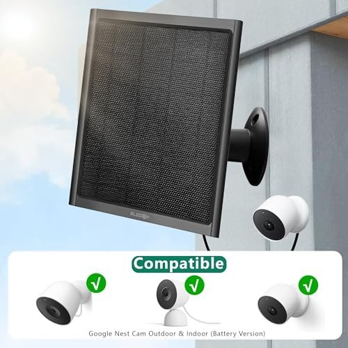 8W Solar Panel for Google Nest Camera – Waterproof, 360° Mount, 13.1ft Cable